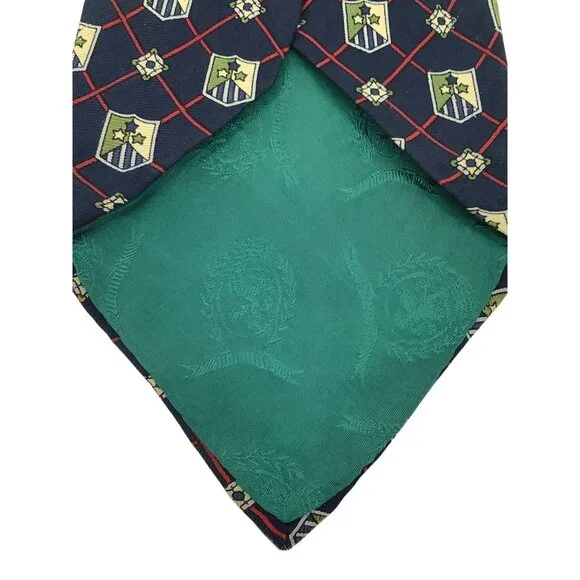 Tommy Hilfiger 100% Silk Mens Tie With Shield Pattern 59" X 4" Made In Italy - Picture 4 of 5